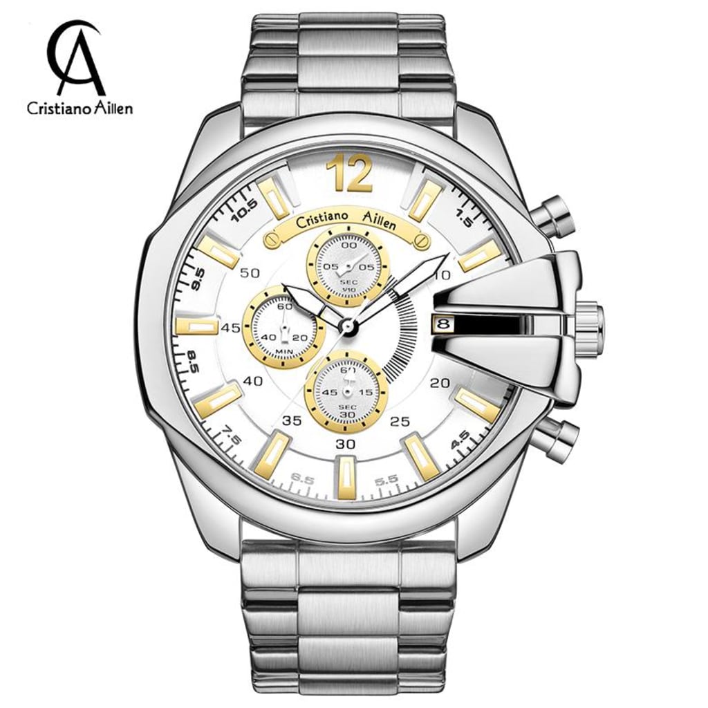 Jam Tangan Pria Cristiano Aillen CA 0832G Quartz Stainless Steel Analog di qeong.com