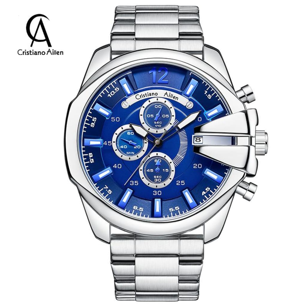 Jam Tangan Pria Cristiano Aillen CA 0832G Quartz Stainless Steel Analog di qeong.com