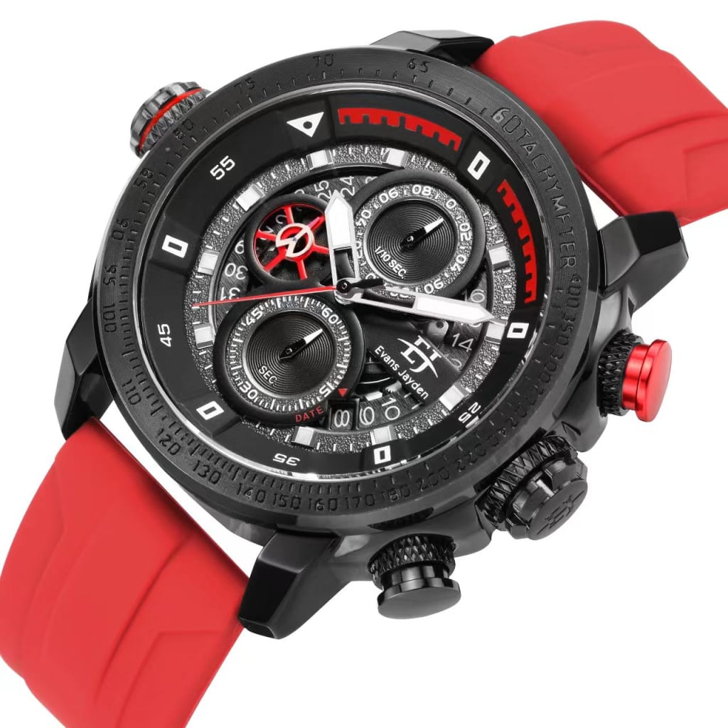 Jam Tangan Pria Evans Jayden 9466 Rubber Chrono di qeong.com