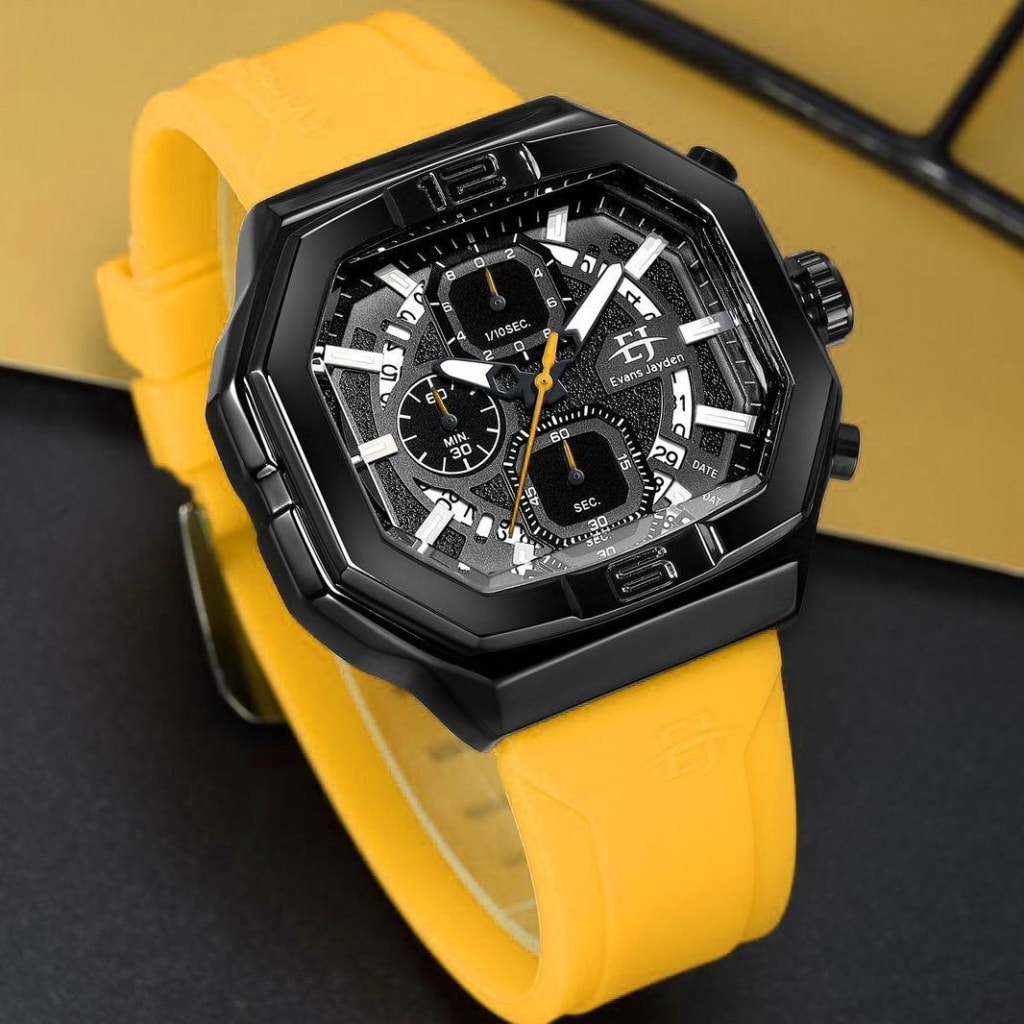 Jam Tangan Pria Evans Jayden 9464 Rubber Chrono di qeong.com