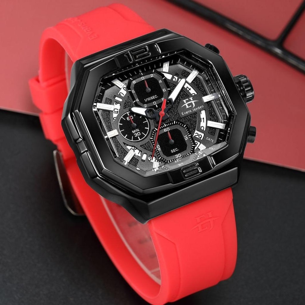 Jam Tangan Pria Evans Jayden 9464 Rubber Chrono di qeong.com