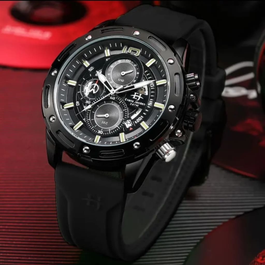 Jam Tangan Pria Evans Jayden 9494 Rubber chrono di qeong.com