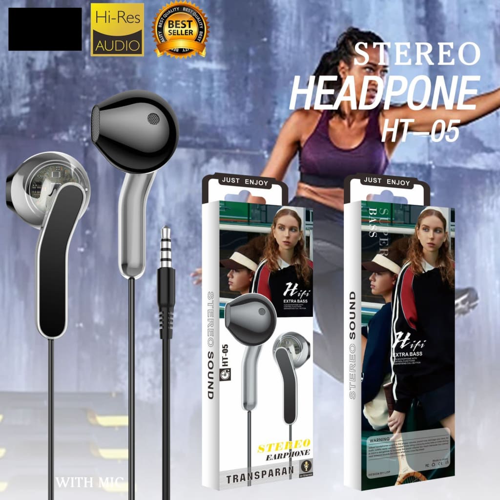 HANDSFREE BRANDED STEREO TRANSPARAN HT-05 di qeong.com