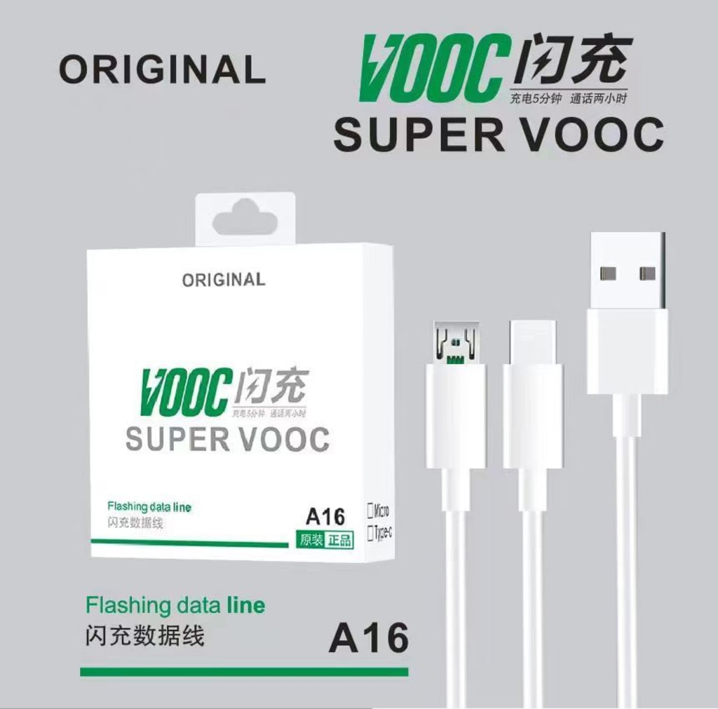 KABEL DATA ORI OPPO A16  VOOC & SUPERVOOC di qeong.com