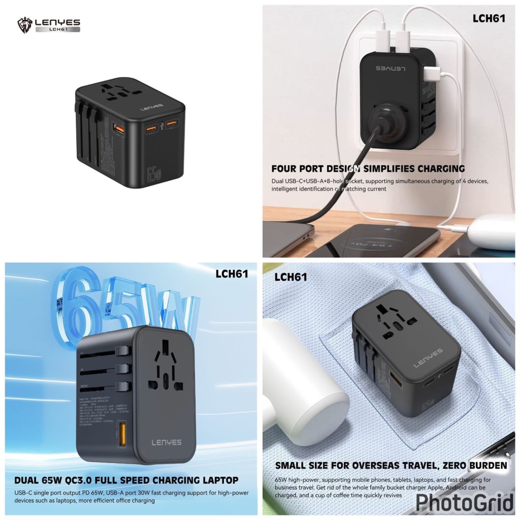 ADAPTOR INTERNATIONAL UNIVERSAL LENYES LCH61 GaN 65W di qeong.com