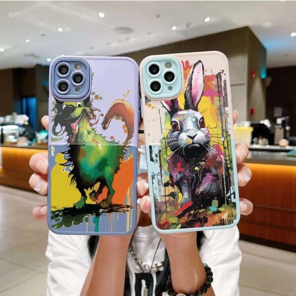 SOFTCASE PREMIUM 2TONE HALF PC ANIMAL PAINTING di qeong.com