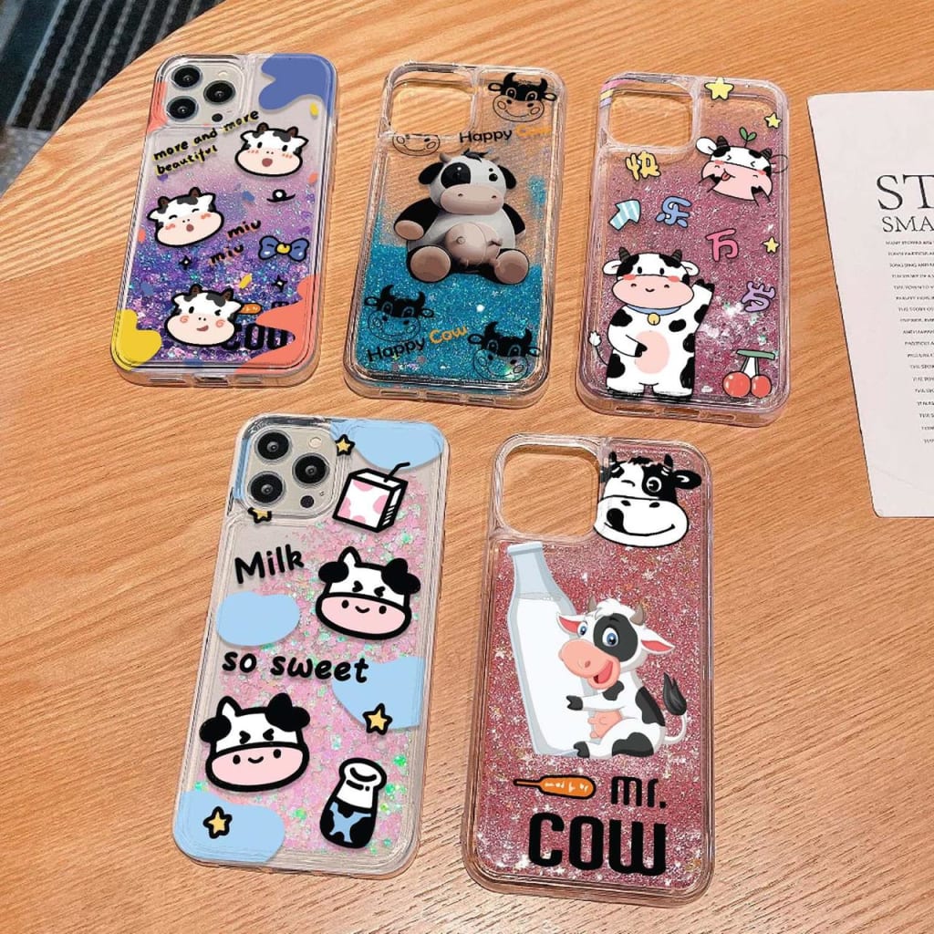 SOFTCASE WATER GLITTER MR COW di qeong.com