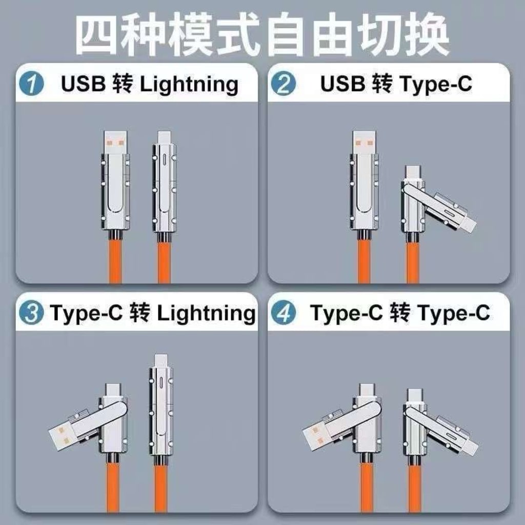 KABEL DATA MULTIFUNGSI 120W 4in1 BAHAN BESI METAL di qeong.com