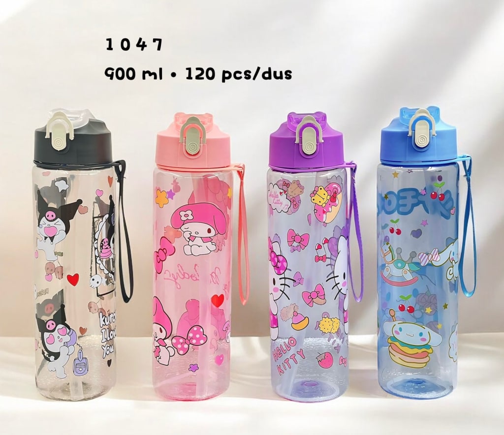 BOTOL MINUM BENING MOTIF KARTUN / CAPYBARA KODE 1047/1048 di qeong.com