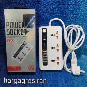 BKL-04 - Stop Kontak USB 3 Power Socket + 5 USB Port 3.4A / Multi Port Charger Auto Off Timer di qeong.com