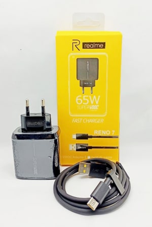 TRAVEL CHARGER ORI 65W REALME BLACK VOOC+FAST CHARGING di qeong.com