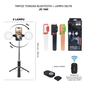 TRIPOD BLUETOOTH + LAMPU SELFIE JC- 16H di qeong.com