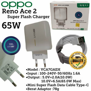 TRAVEL CHARGER OPPO RENO ACE 2 SUPERVOOC FAST CHARGE TYPE-C di qeong.com