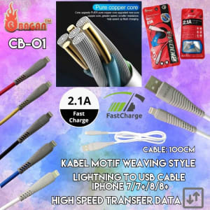 Kabel Data CB-01 Weaving Style Usb Cable Iphone 7/8 Fast Charger 2.1A di qeong.com
