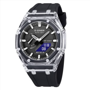 JAM TANGAN PRIA DZINER 8336 DOUBLE TIME WATER RESISTANT 30M di qeong.com