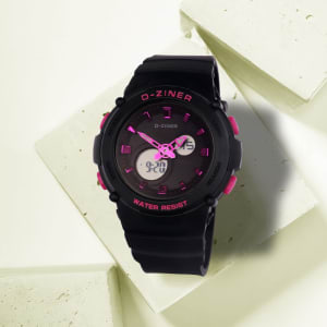 JAM TANGAN WANITA DZINER 8301 DUAL TIME WATER RESISTANT 30M di qeong.com