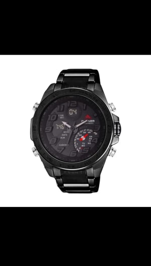 JAM TANGAN PRIA DZINER 8292 DOUBLE TIME RANTAI HITAM STAINLESS STEEL WATER RESISTANT 30M di qeong.com