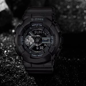 JAM TANGAN PRIA DZINER 3398 DOUBLE TIME WATER RESISTANT 30M di qeong.com