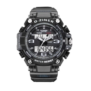 JAM TANGAN PRIA DZINER 8265 NEW DOUBLE TIME WATER RESISTANT 30M di qeong.com