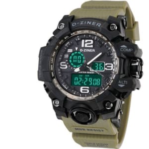 JAM TANGAN PRIA DZINER 8119 DOUBLE TIME WATER RESISTANT 30M di qeong.com