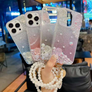 CASE GLITTER PEARL WITH CHAIN di qeong.com