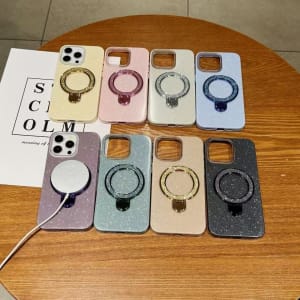 CASE PREMIUM  RINGSTAND MAGSAFE  SHINING CHROME GLITTERAN + PACK BOX di qeong.com