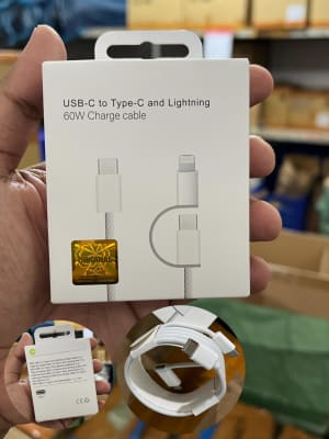 KABEL DATA 2 IN 1 USB C TO C + LIGHTING 60W di qeong.com