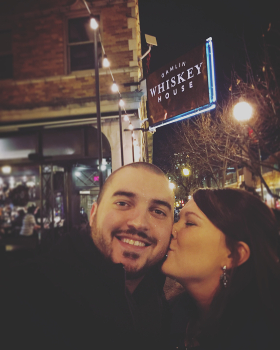 Photo of Mike and me outside Gamlin Whiskey House