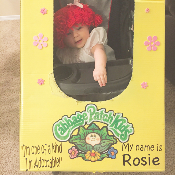 Rose dressed up as a Cabbage Patch doll