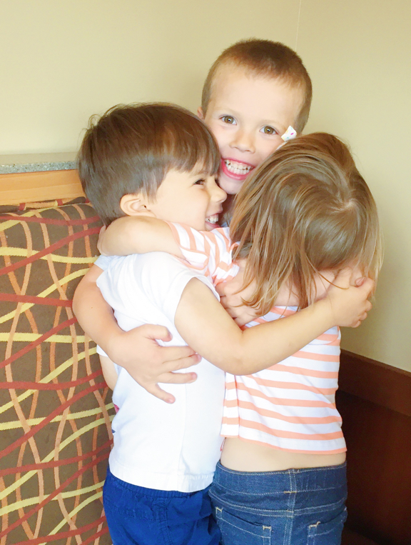 Rose and her cousins hugging