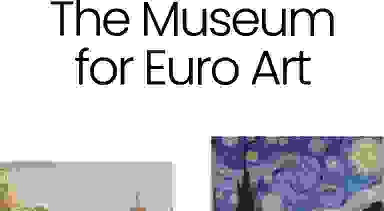 Crop from The Musuem for Euro Art homepage, with a giant title and two paintings