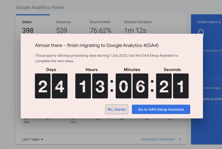 Google analytics countdown