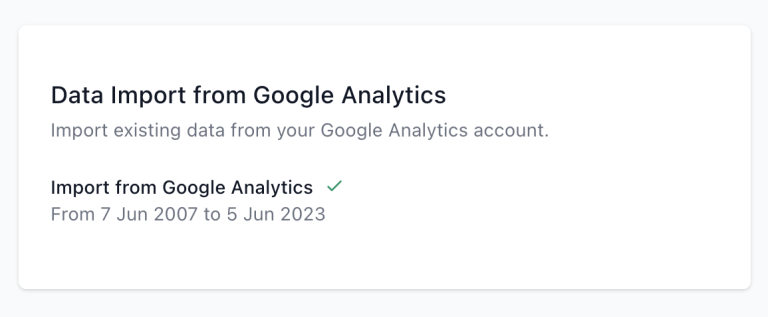 Google Analytics import success