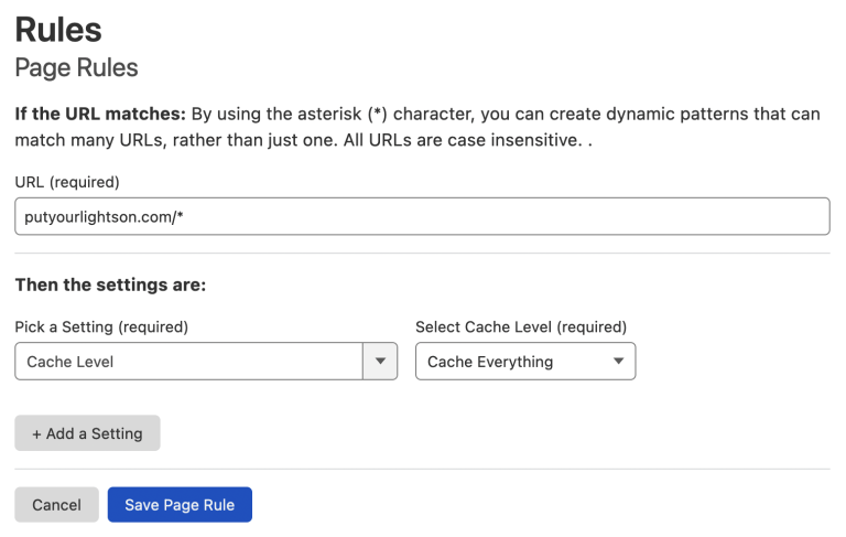 Cloudflare Page Rule