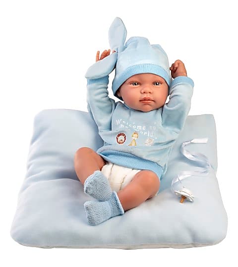 Llorens Dolls Articulated Doll 43 cm- Newborn Baby Doll Tino with Cushion- Blue (view 4)