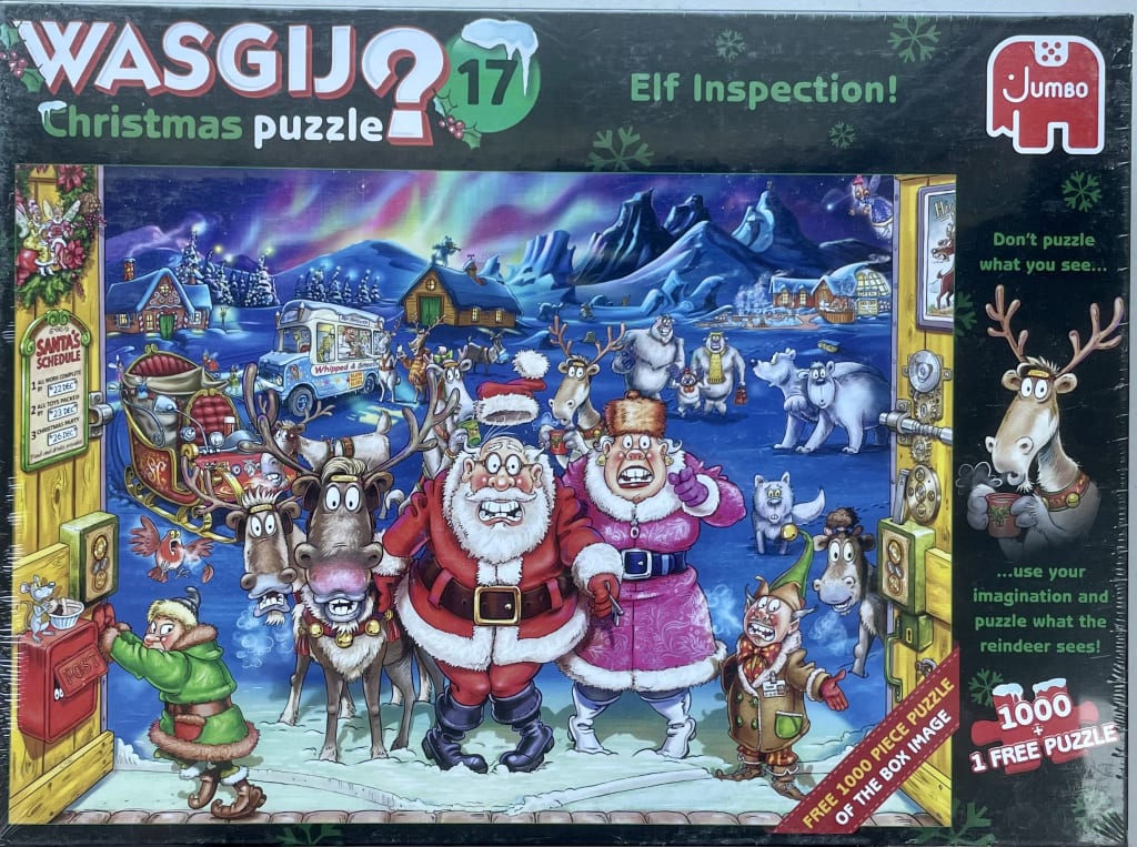 A comedic cartoon illustration of a shocked Santa Claus and Mrs. Claus standing in a snowy Arctic landscape.
