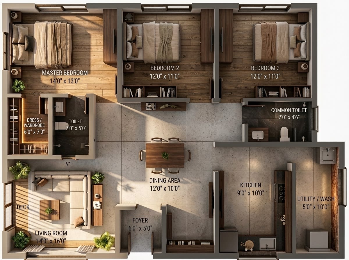 3 BHK Spacious