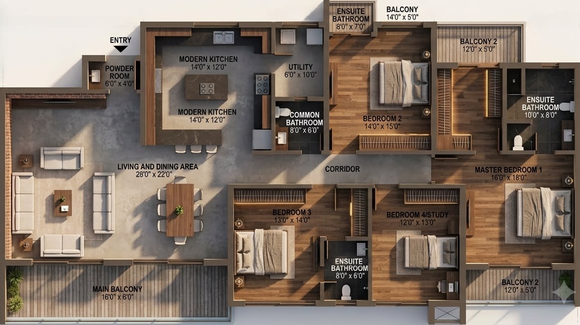 4 BHK Spacious