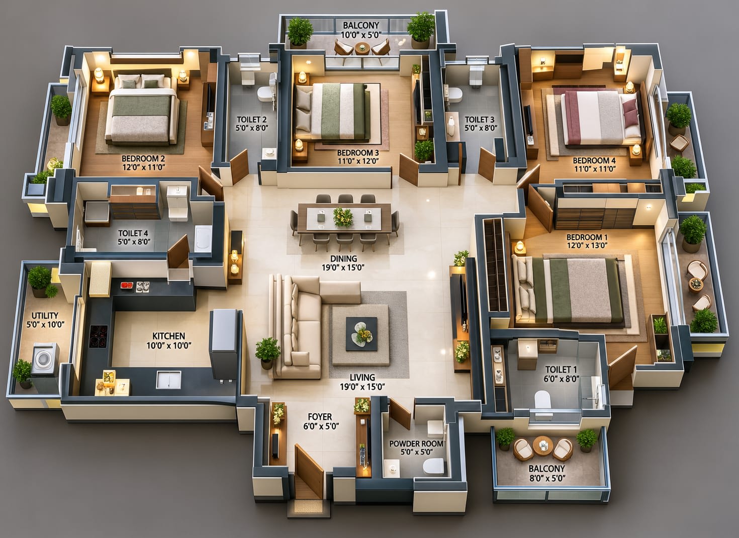4BHK 1500 SFT