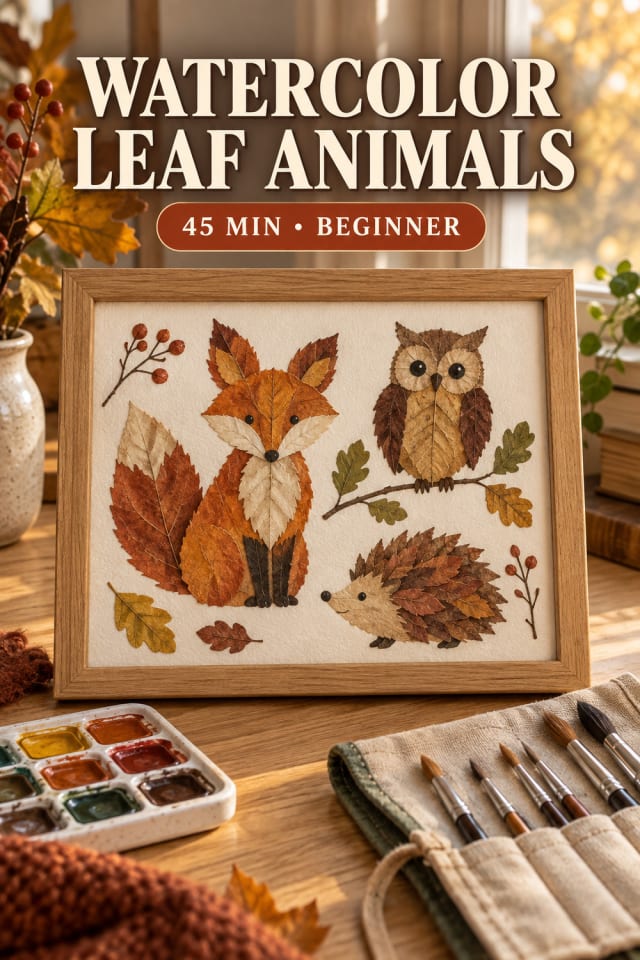 Watercolor Leaf Animals pin