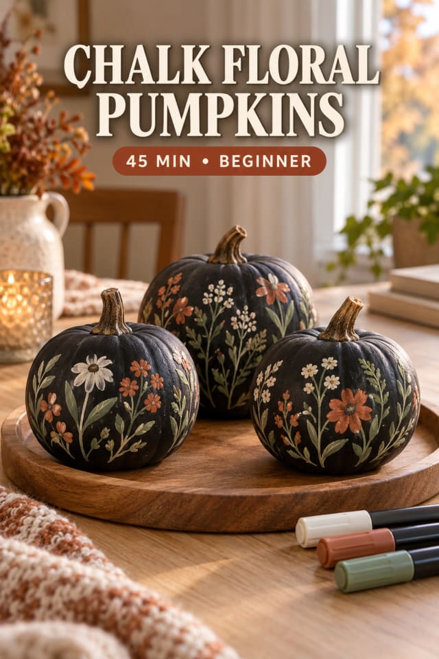 Chalk Floral Pumpkins pin
