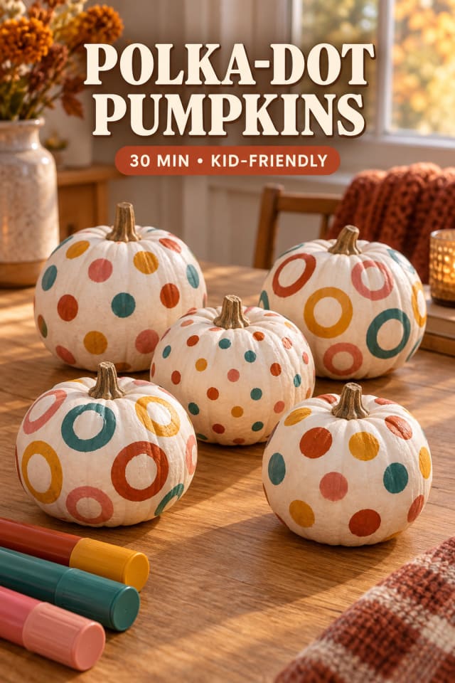 Paint Stick Polka Dot Pumpkins pin
