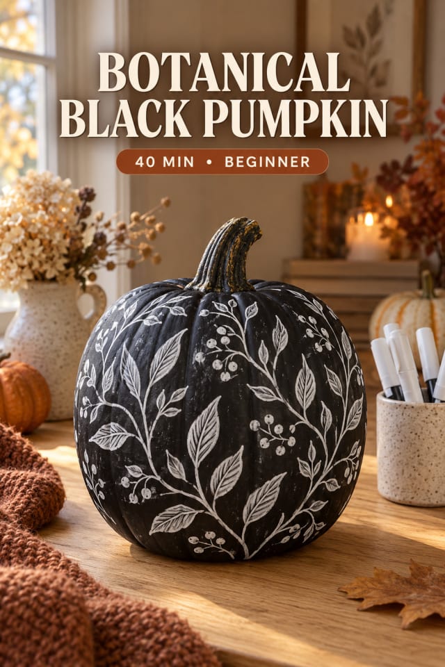White Botanical Pumpkin pin