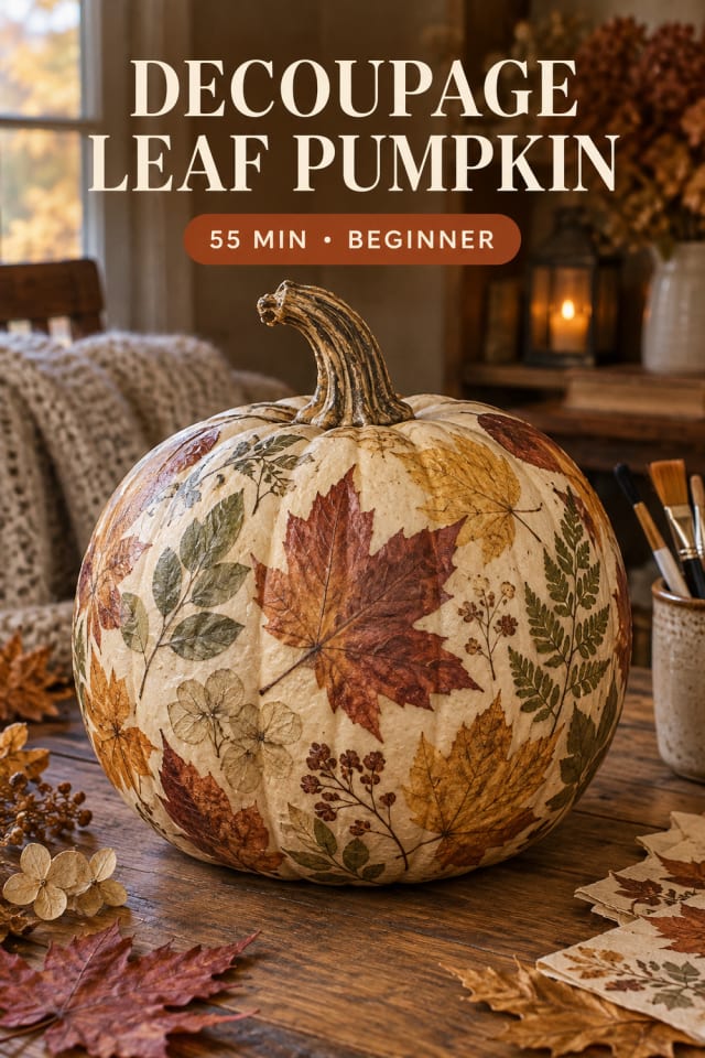 Decoupage Leaf Pumpkin pin