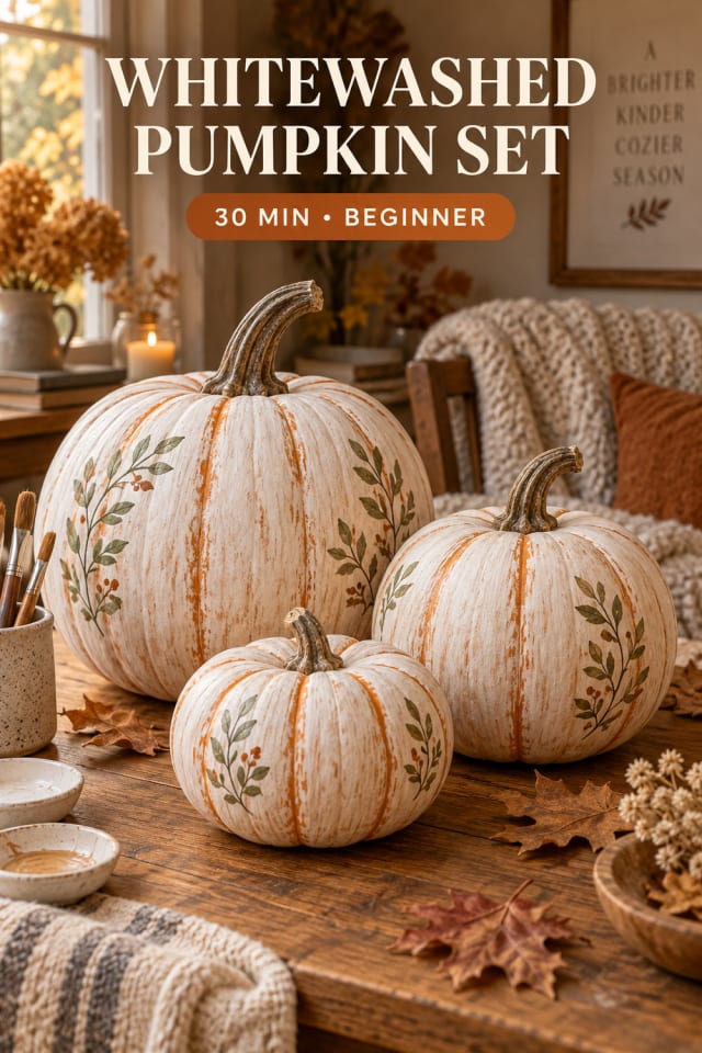 Whitewashed Pumpkin Set pin