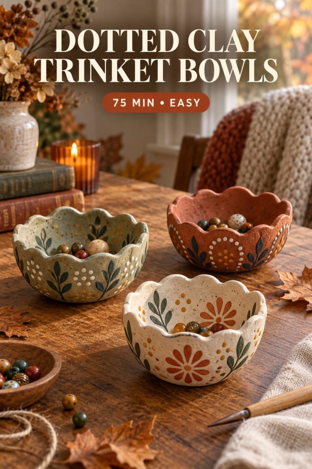 Dotted Clay Trinket Bowls pin