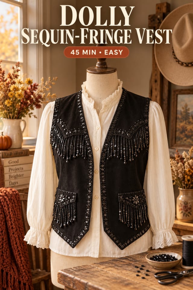 Dolly Sequin Fringe Vest pin