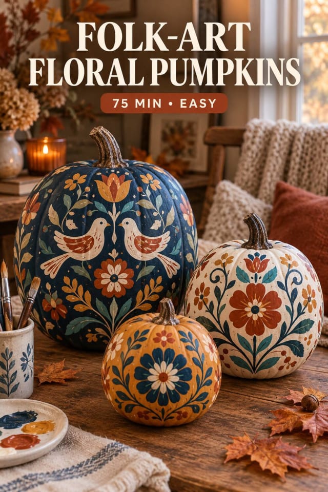 Folk Art Floral Pumpkins pin