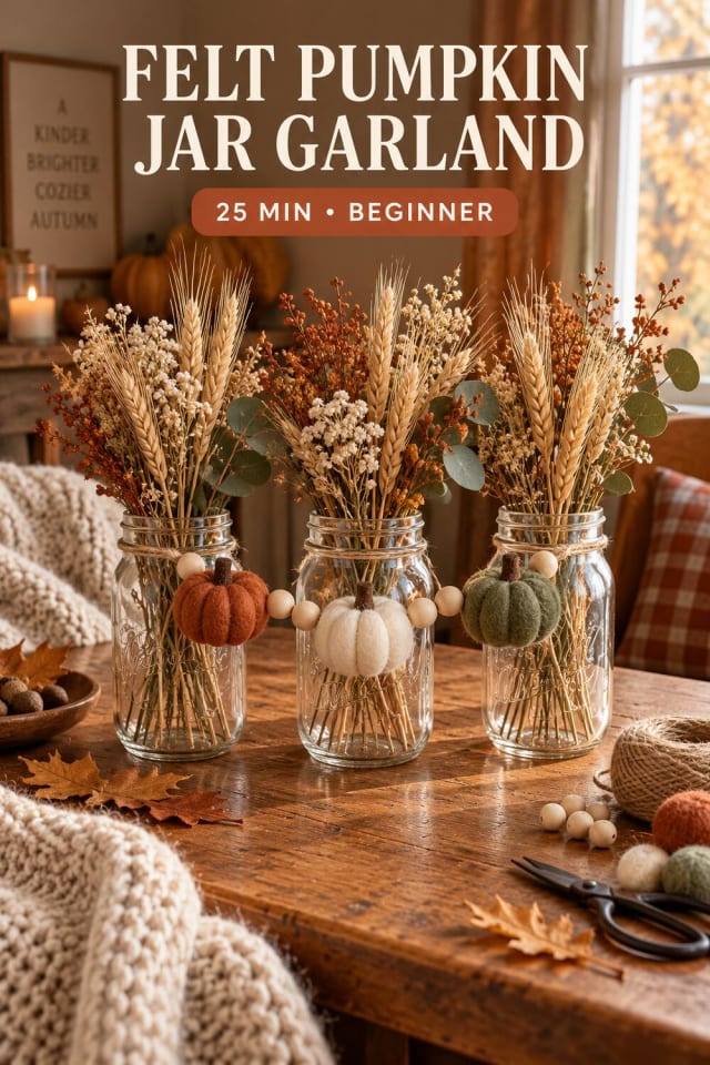 Felt Pumpkin Jar Garland pin
