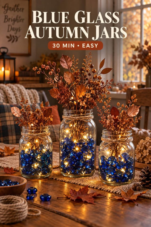 Blue Glass Autumn Jars pin